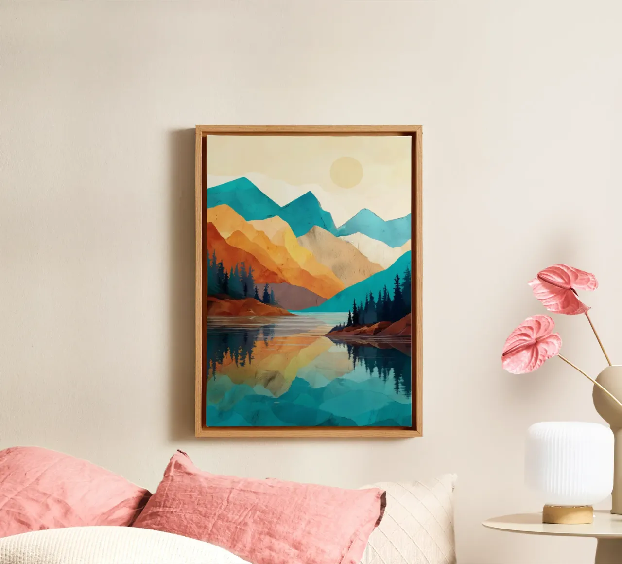 Golden Peaks and Sapphire Waters - A Mountain Reflection tela da Dune
