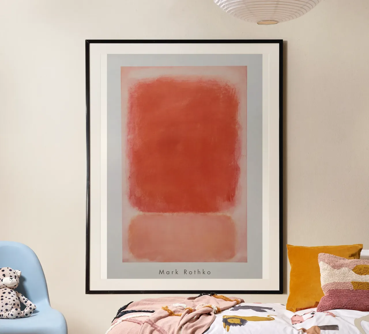 Mark Rothko Stampa d'arte Rosso e rosa su rosa, 1953 poster con telaio in legno da Spencer Farrell2