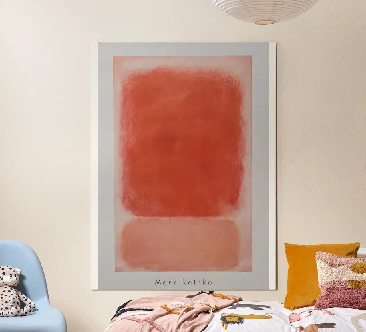 Mark Rothko Stampa d'arte Rosso e rosa su rosa, 1953 poster con telaio in legno da Spencer Farrell2