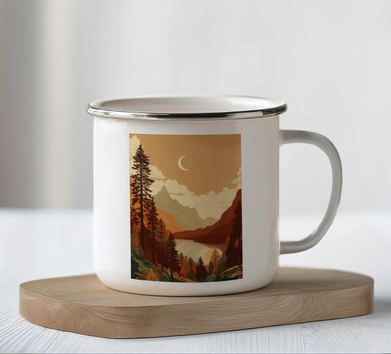 Moonrise Over Pine Valley - An Autumn Stillness tazza in smalto da Dune