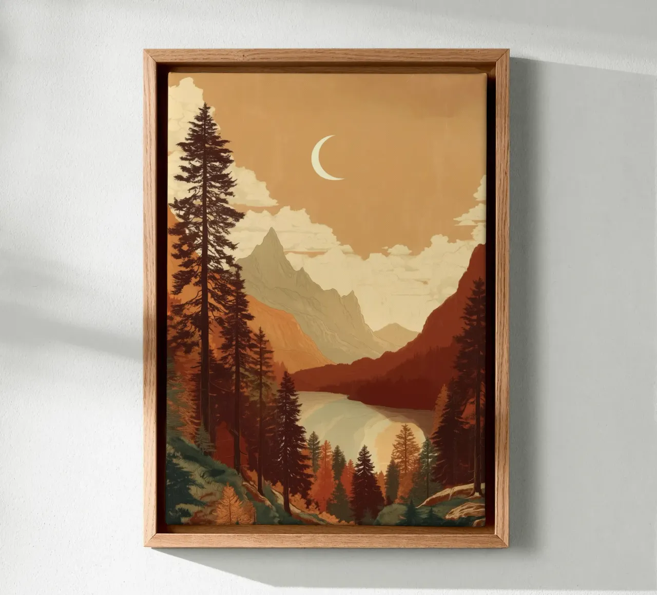 Moonrise Over Pine Valley - An Autumn Stillness tela con Cornice a cassetta da Dune