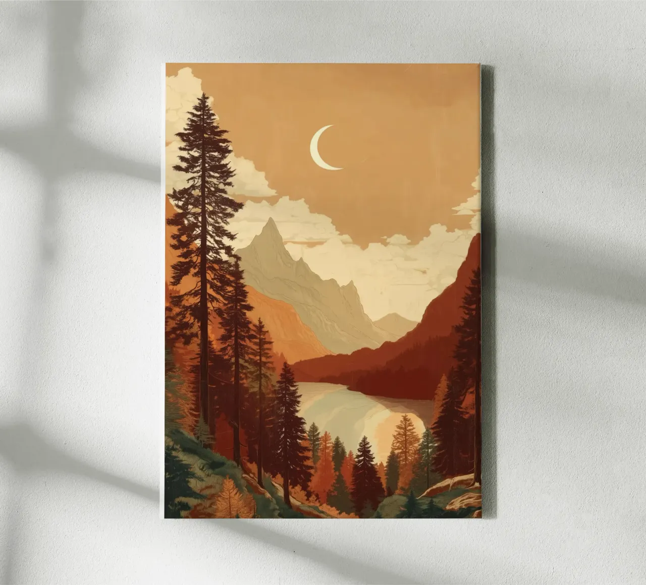Moonrise Over Pine Valley - An Autumn Stillness tela con Cornice a cassetta da Dune