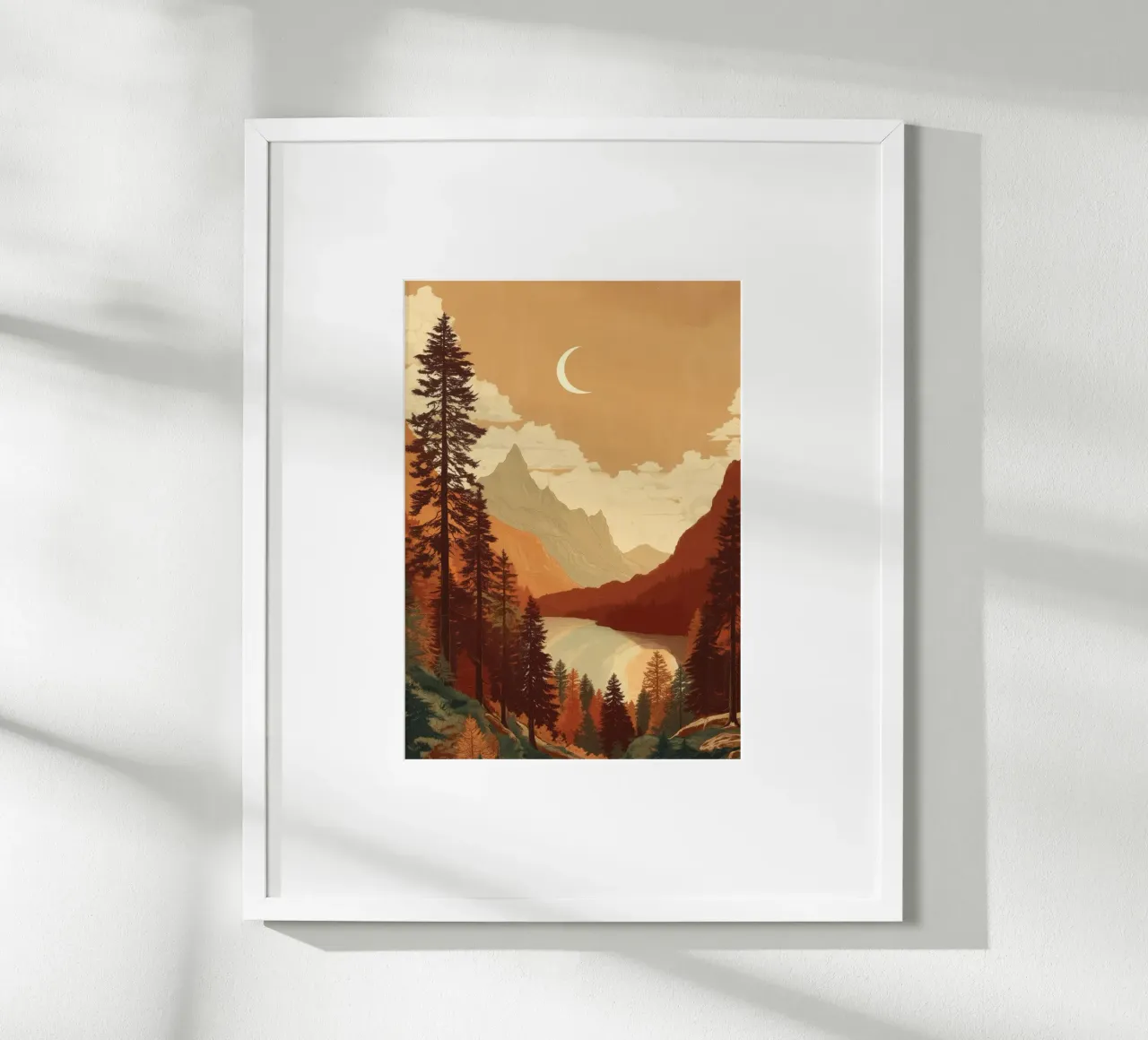 Moonrise Over Pine Valley - An Autumn Stillness poster con telaio in legno da Dune