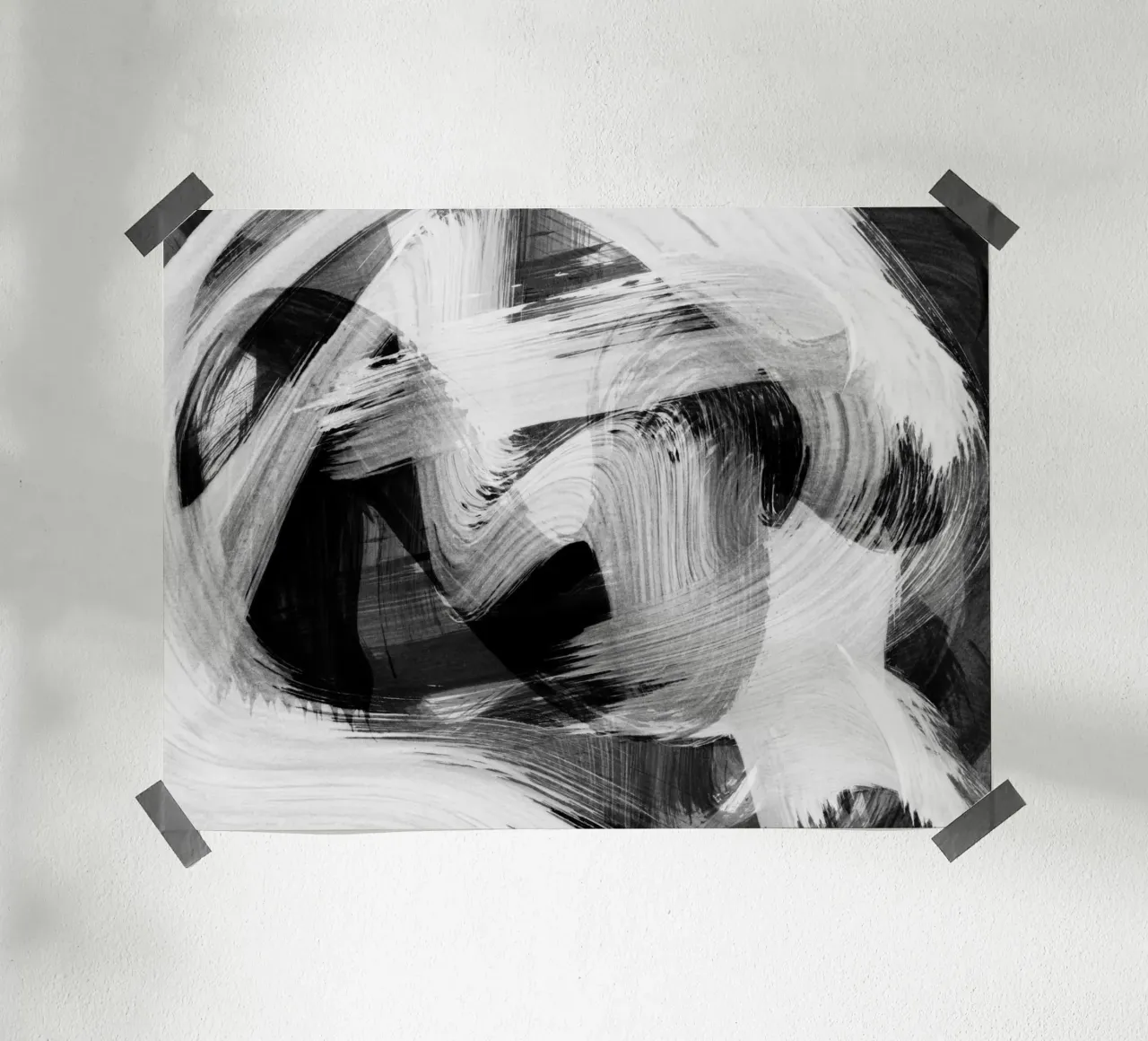 Strokes 28 | Black & White Expressionism poster con telaio in alluminio da sabidussi