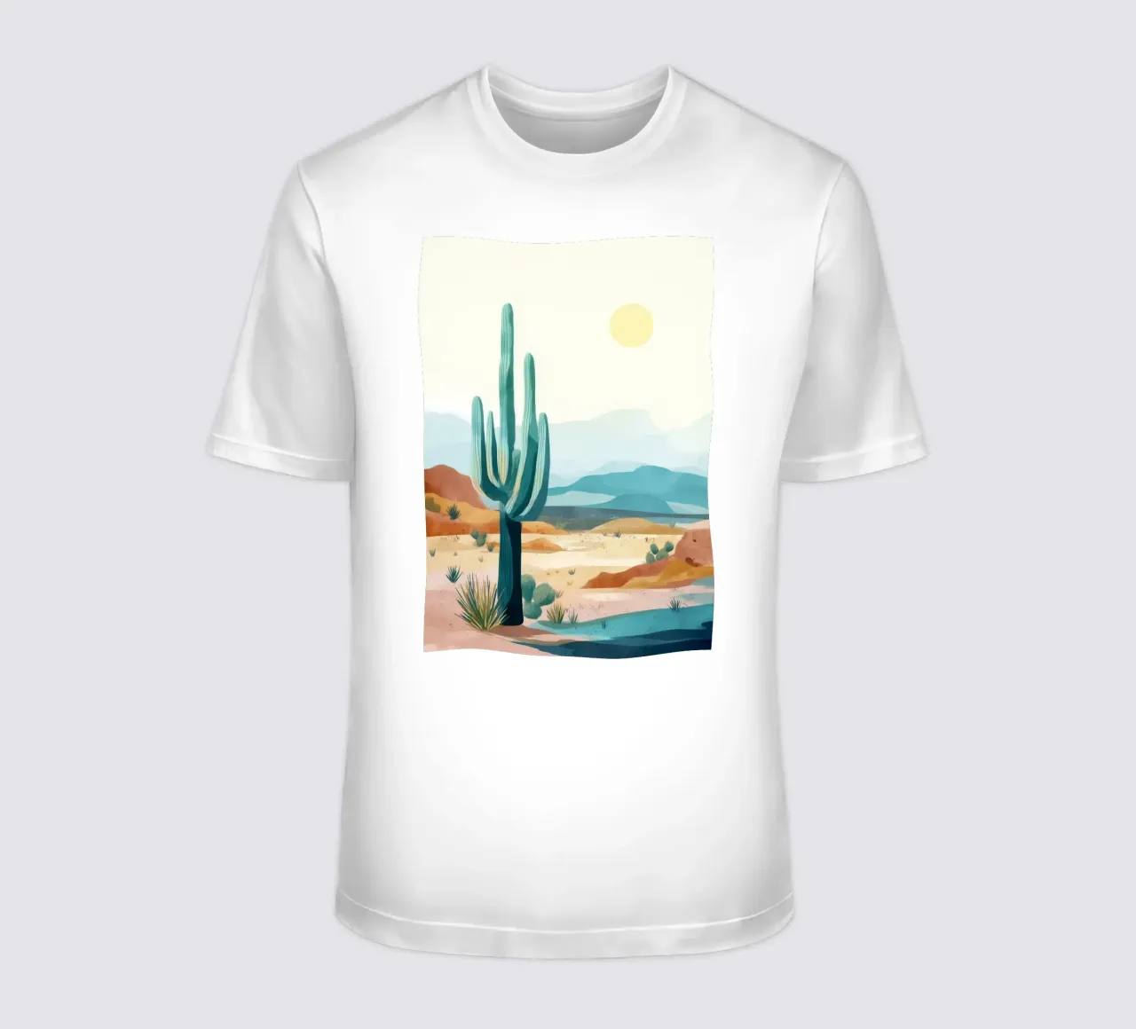 Desert Sentinel - A Sunlit Cactus in Stillness t-shirt da Dune