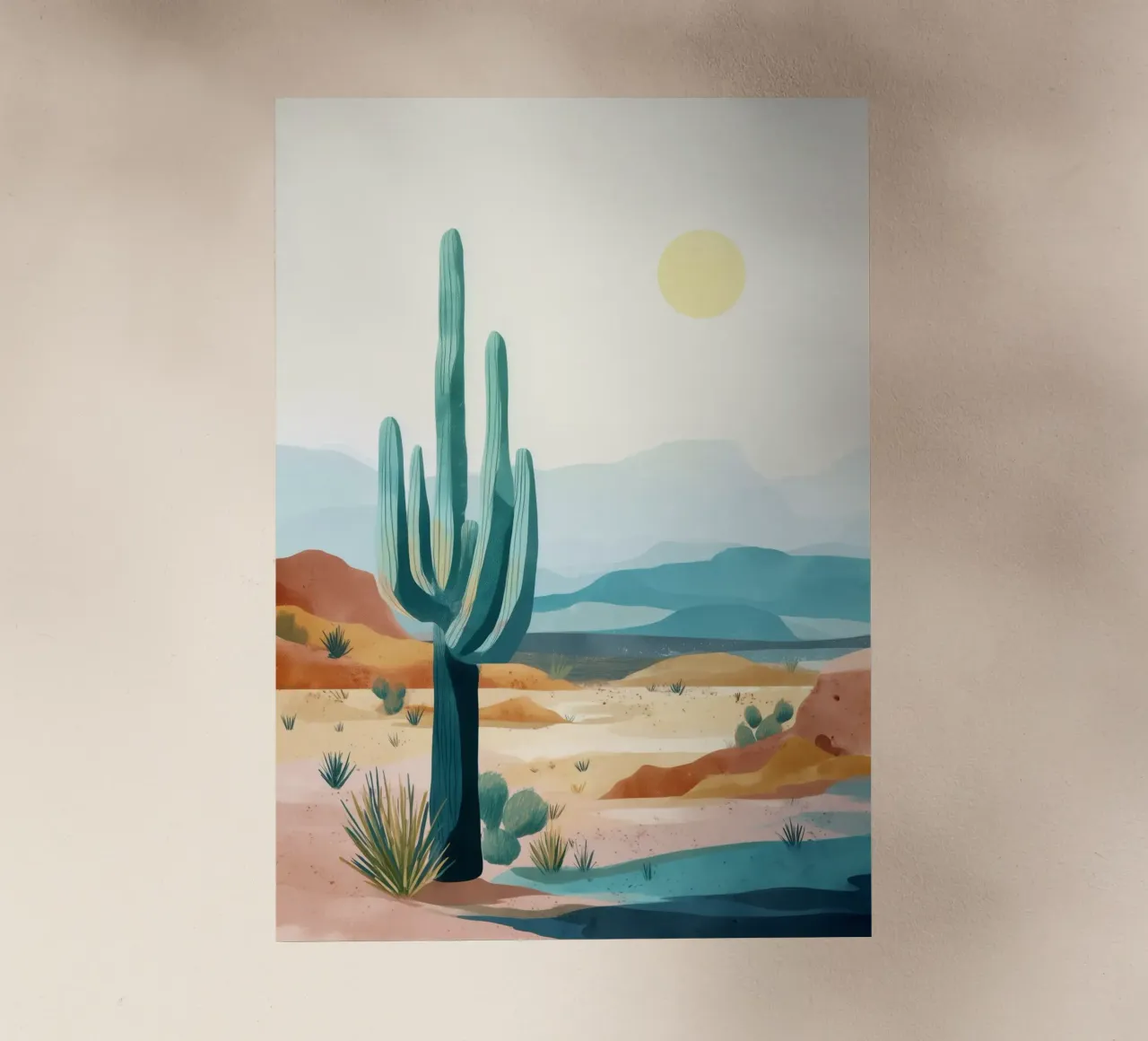 Desert Sentinel - A Sunlit Cactus in Stillness pellicola backlit da Dune