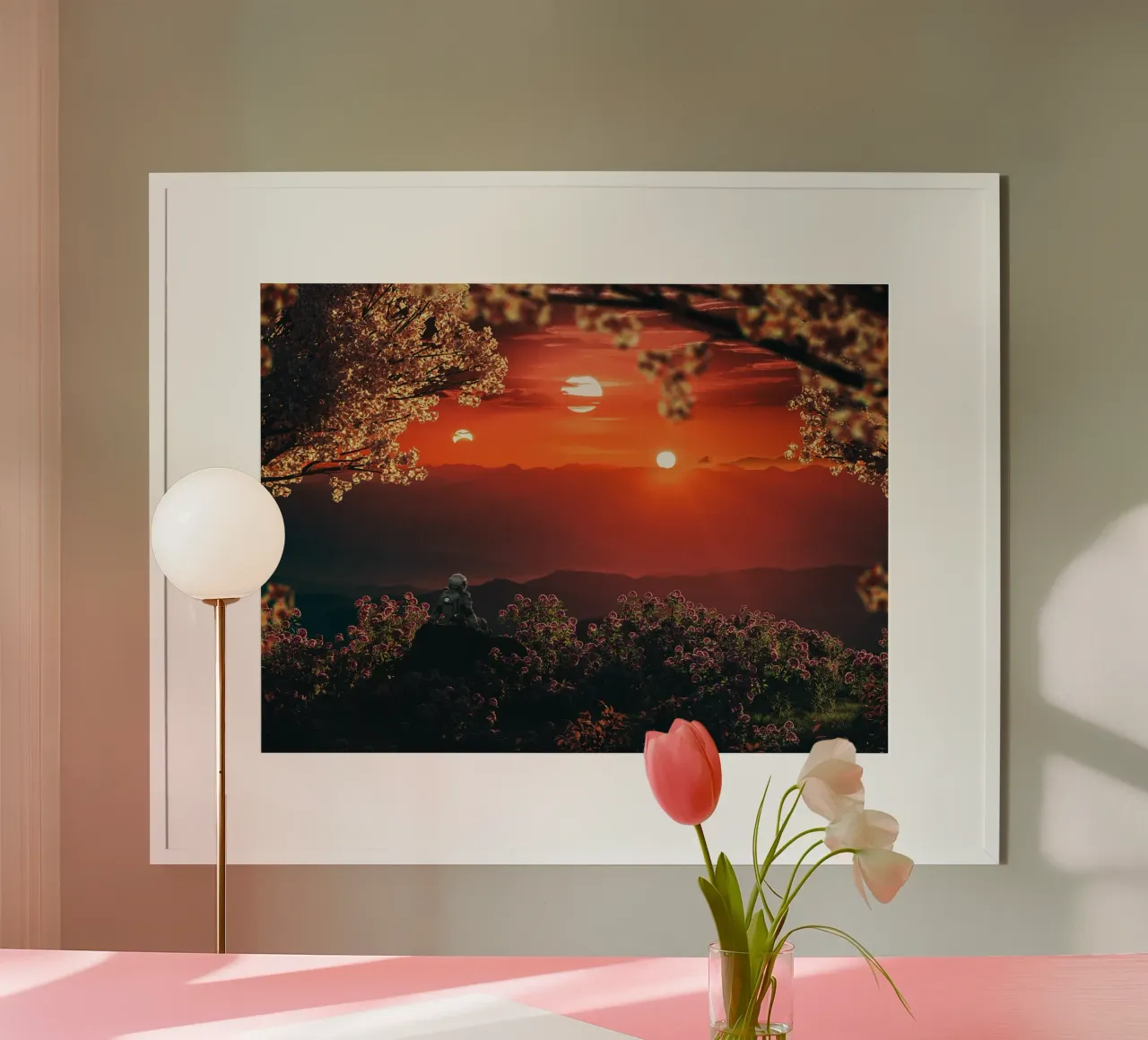 Sunset Nature poster con telaio in plastica da Musadad Shop