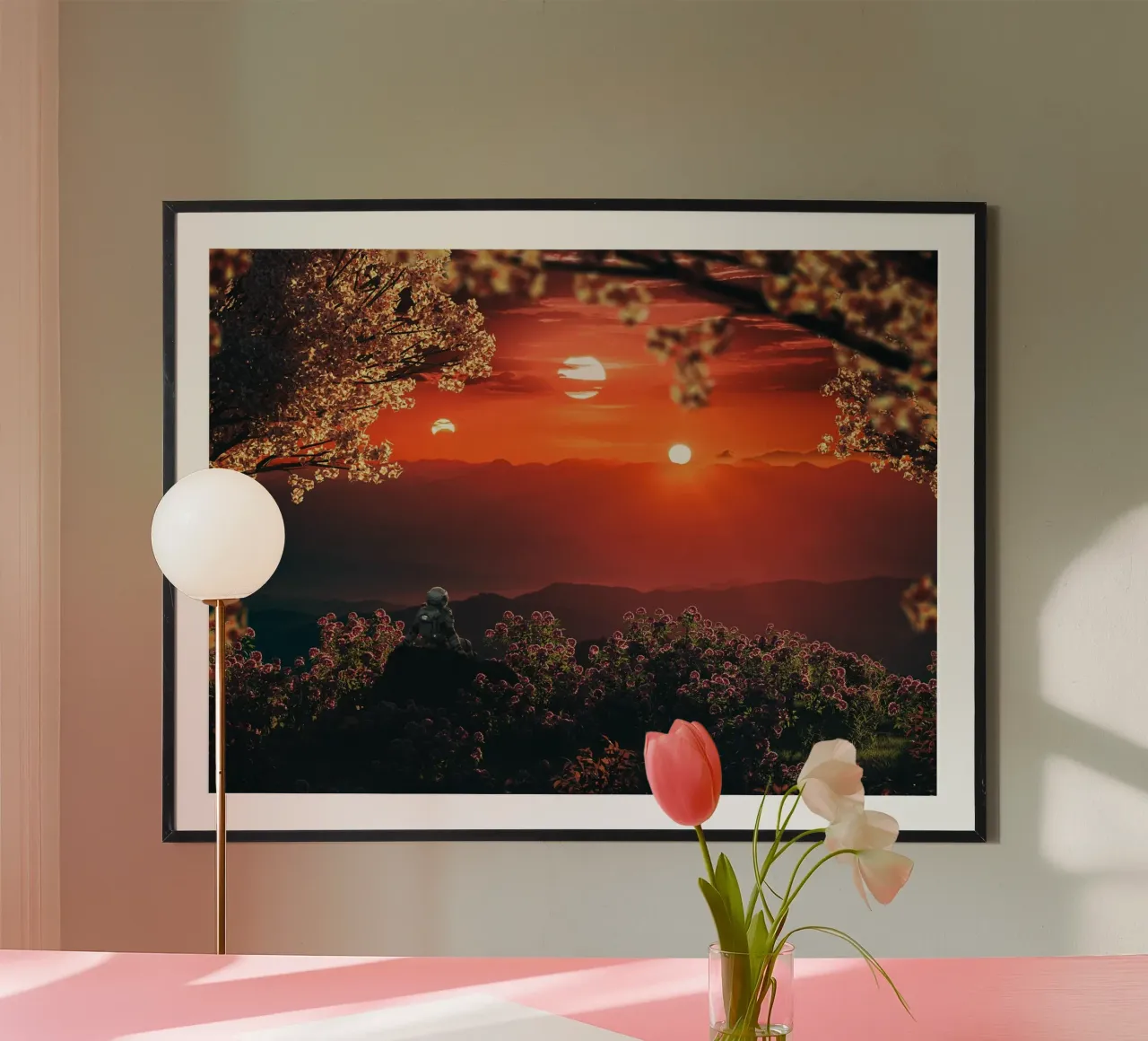 Sunset Nature poster con telaio in plastica da Musadad Shop