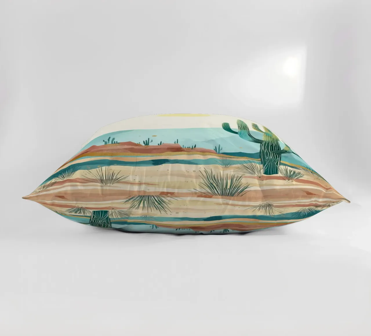 Golden Horizon - A Desert in Bloom and Color cuscino da Dune