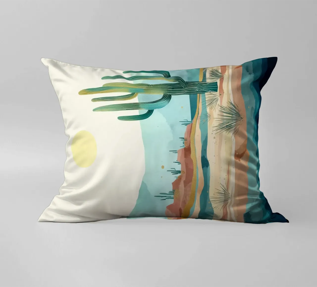 Golden Horizon - A Desert in Bloom and Color cuscino da Dune