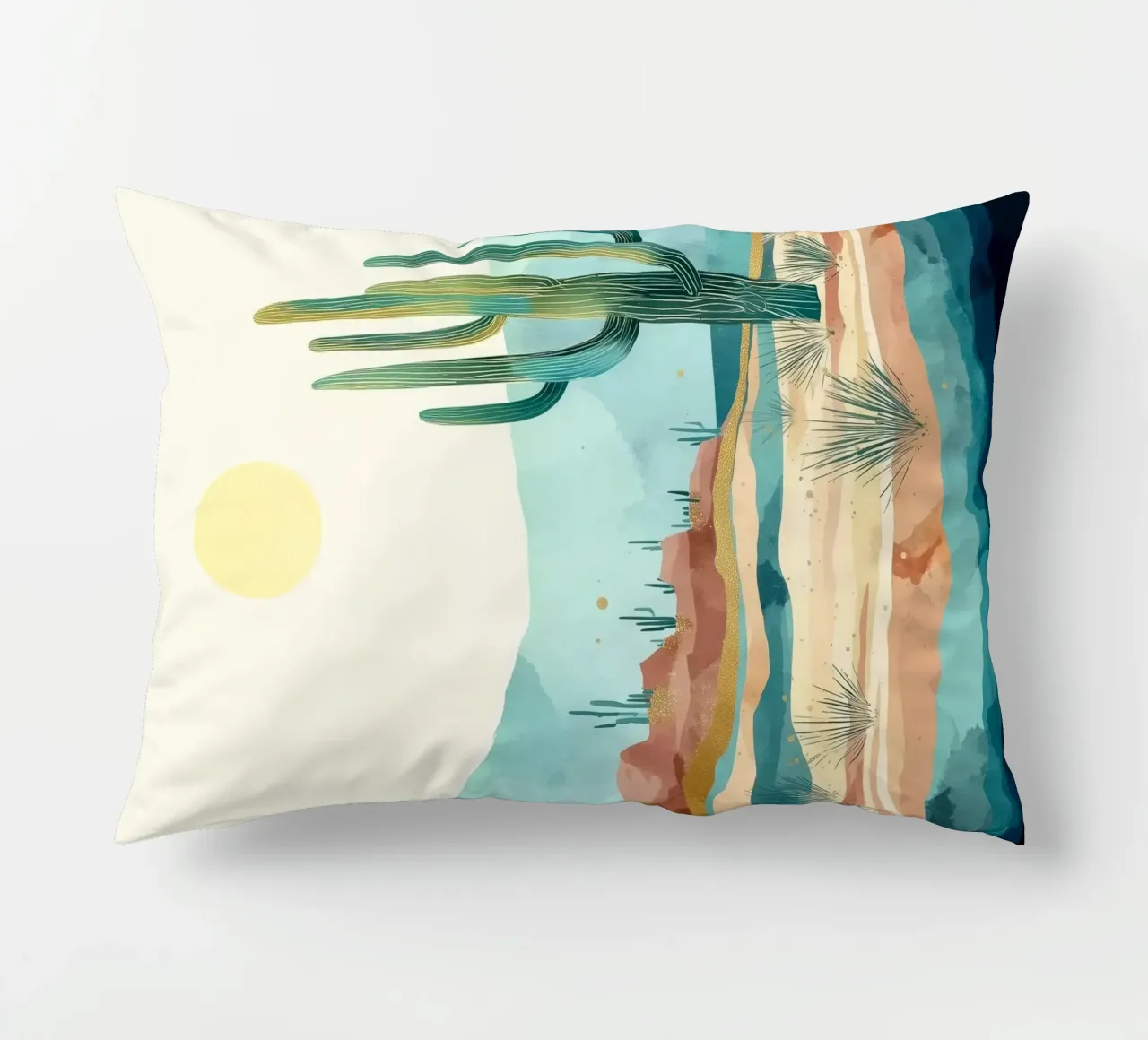 Golden Horizon - A Desert in Bloom and Color cuscino da Dune