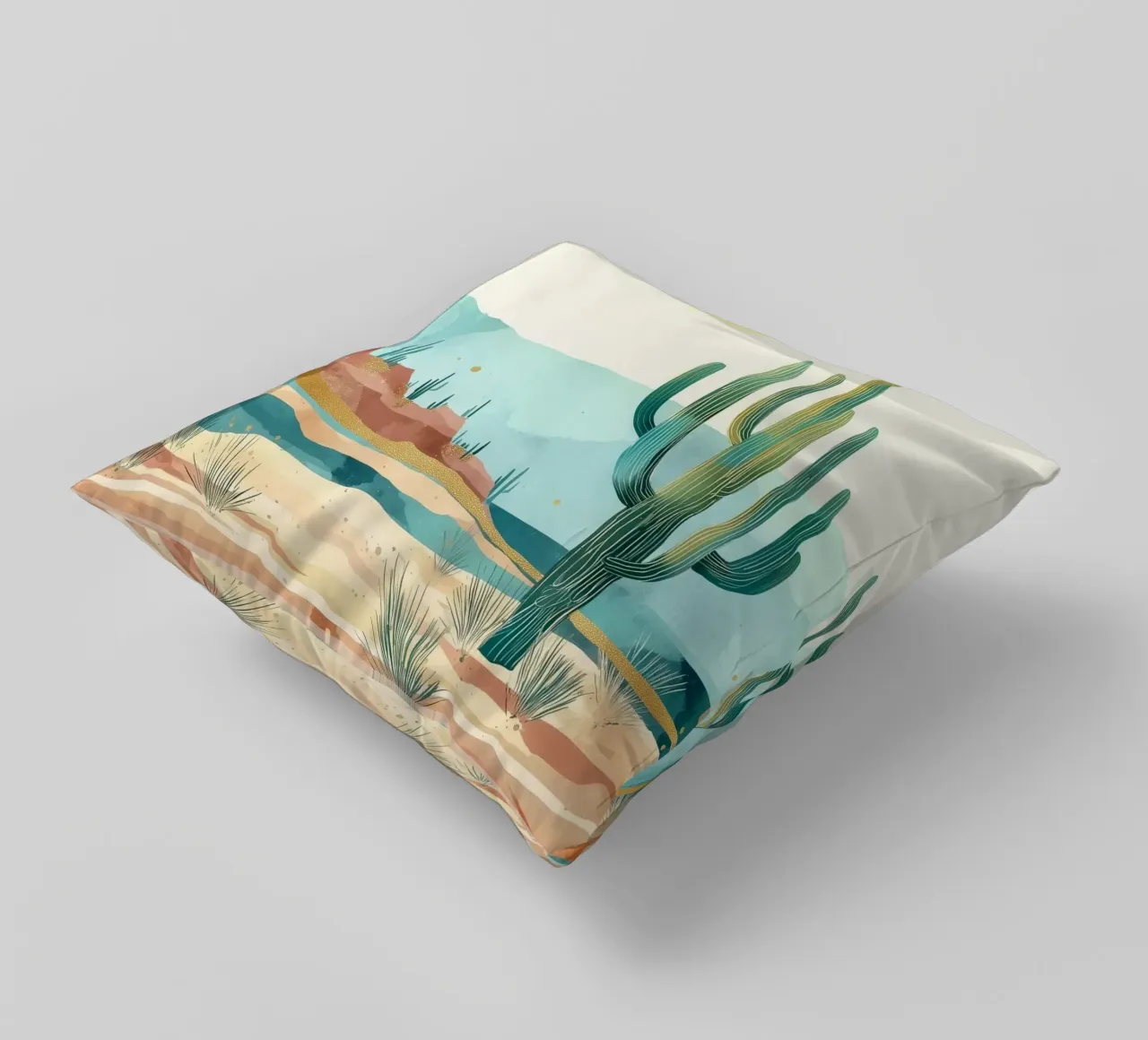 Golden Horizon - A Desert in Bloom and Color cuscino da Dune