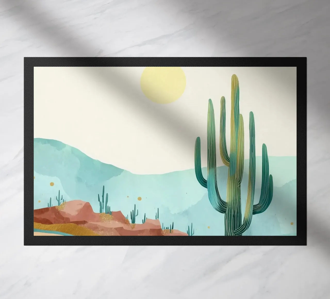 Golden Horizon - A Desert in Bloom and Color felpudo de Dune