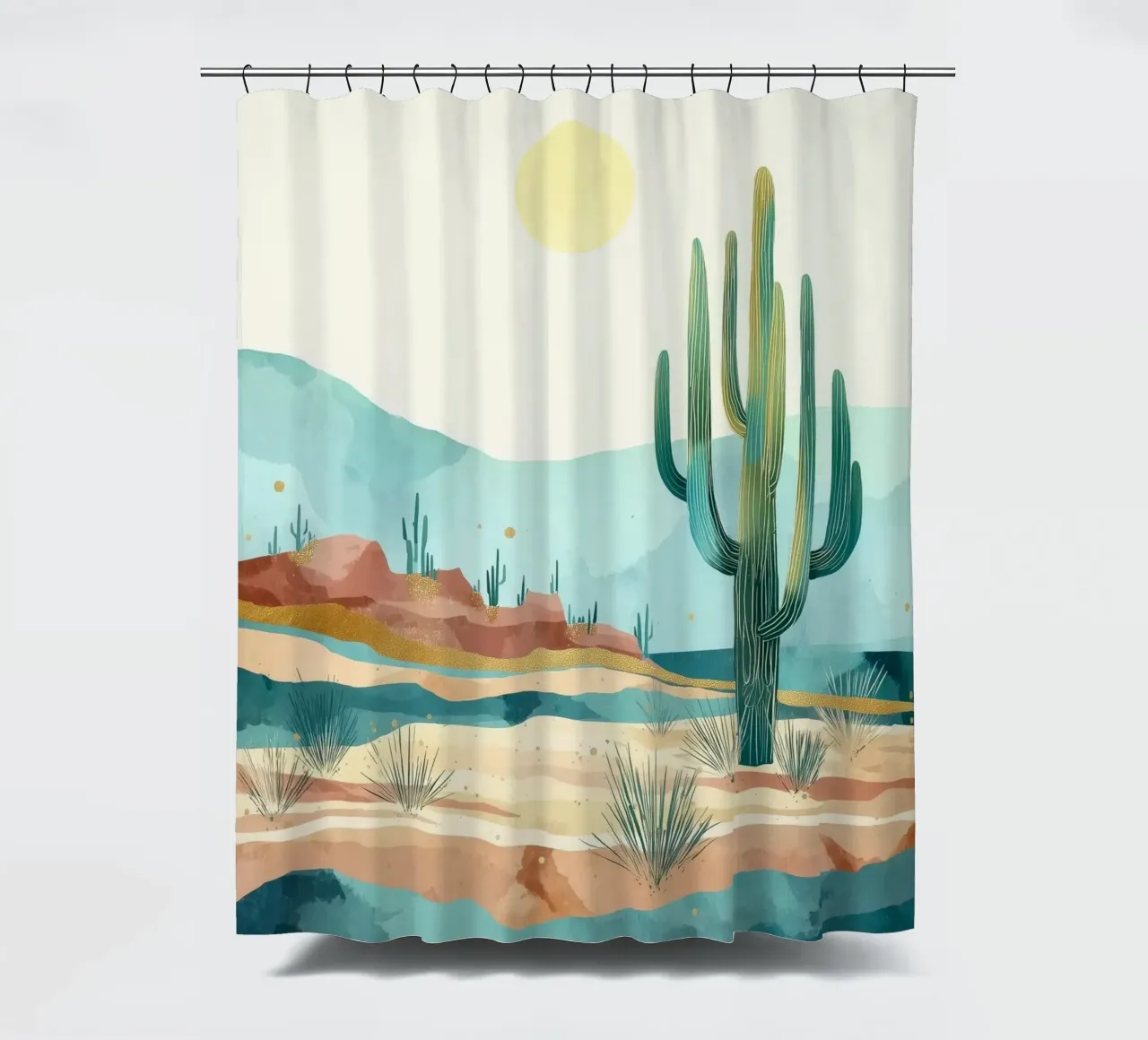 Golden Horizon - A Desert in Bloom and Color tenda da doccia da Dune