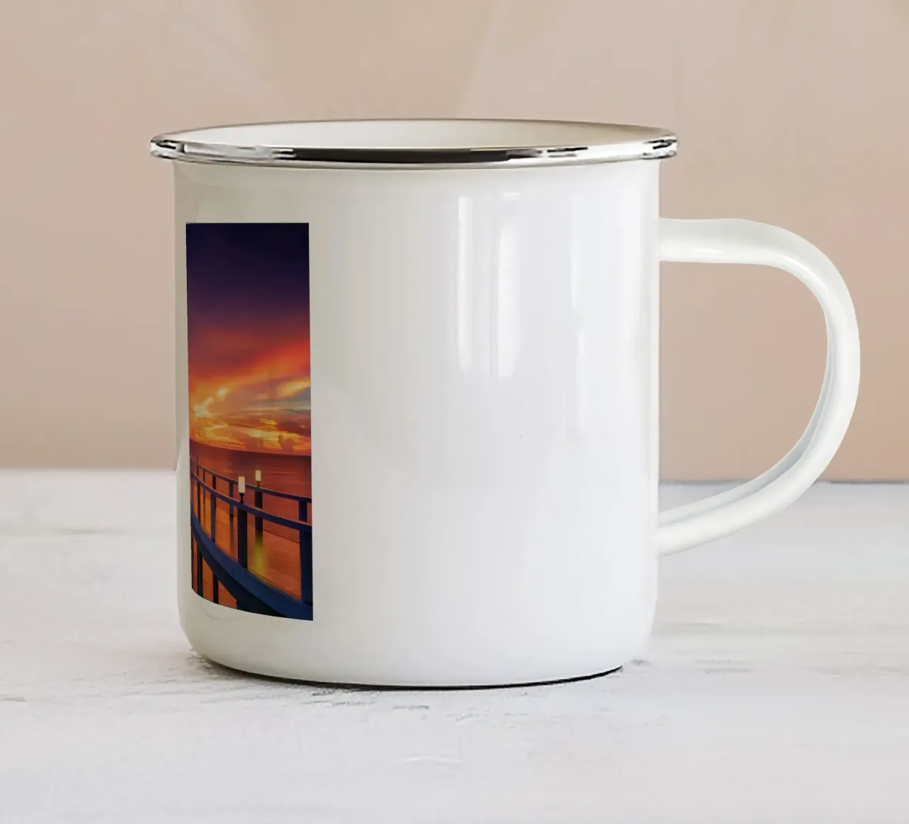 Sunset in beach tazza in smalto da Musadad Shop