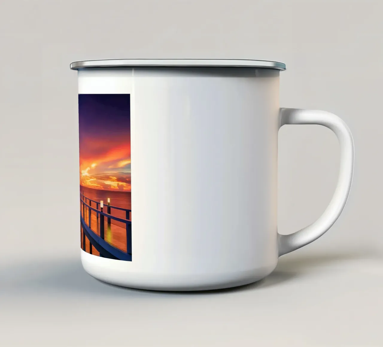 Sunset in beach tazza in smalto da Musadad Shop