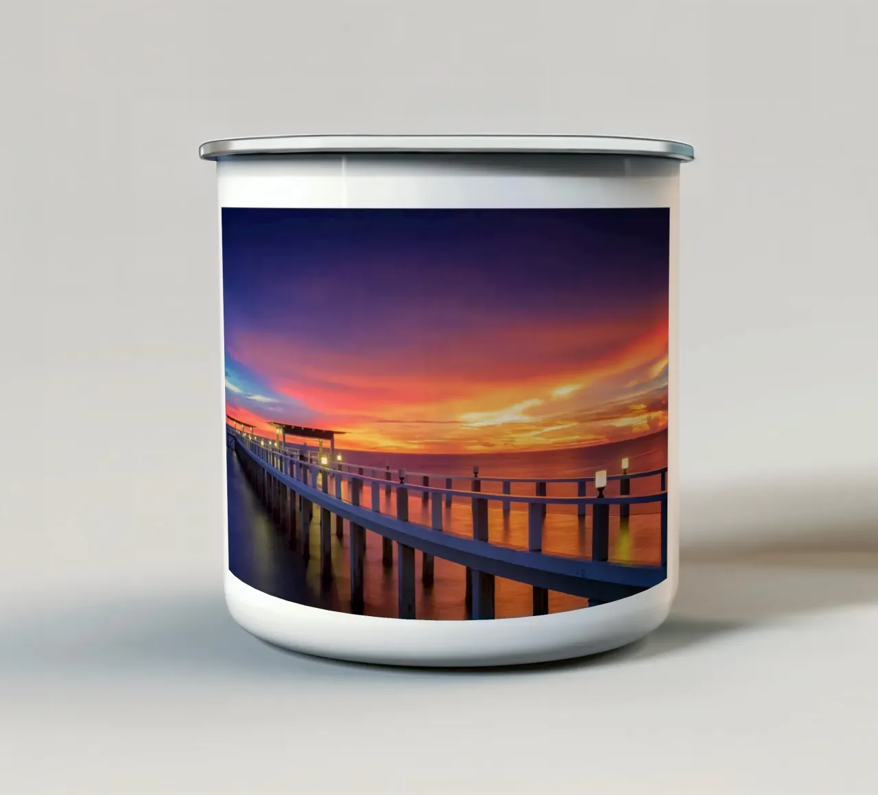 Sunset in beach tazza in smalto da Musadad Shop