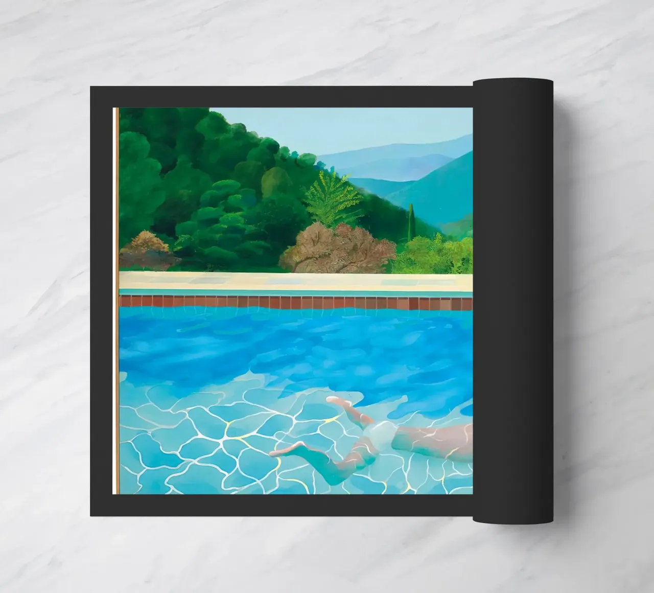 david hockney ritratto di una piscina per artisti con due figure zerbino da grime shop
