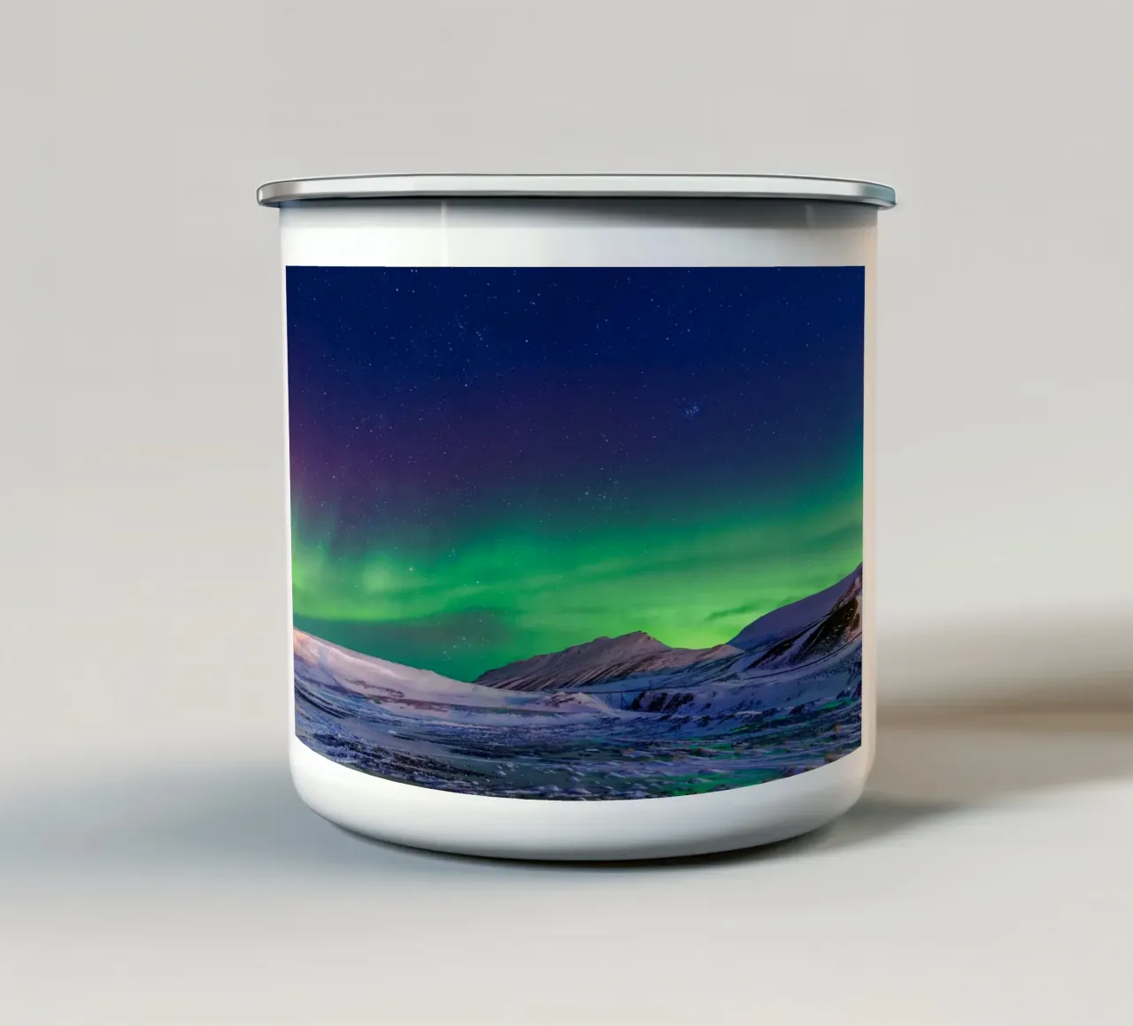 Green sky wallpaper enamel mug by Musadad Shop