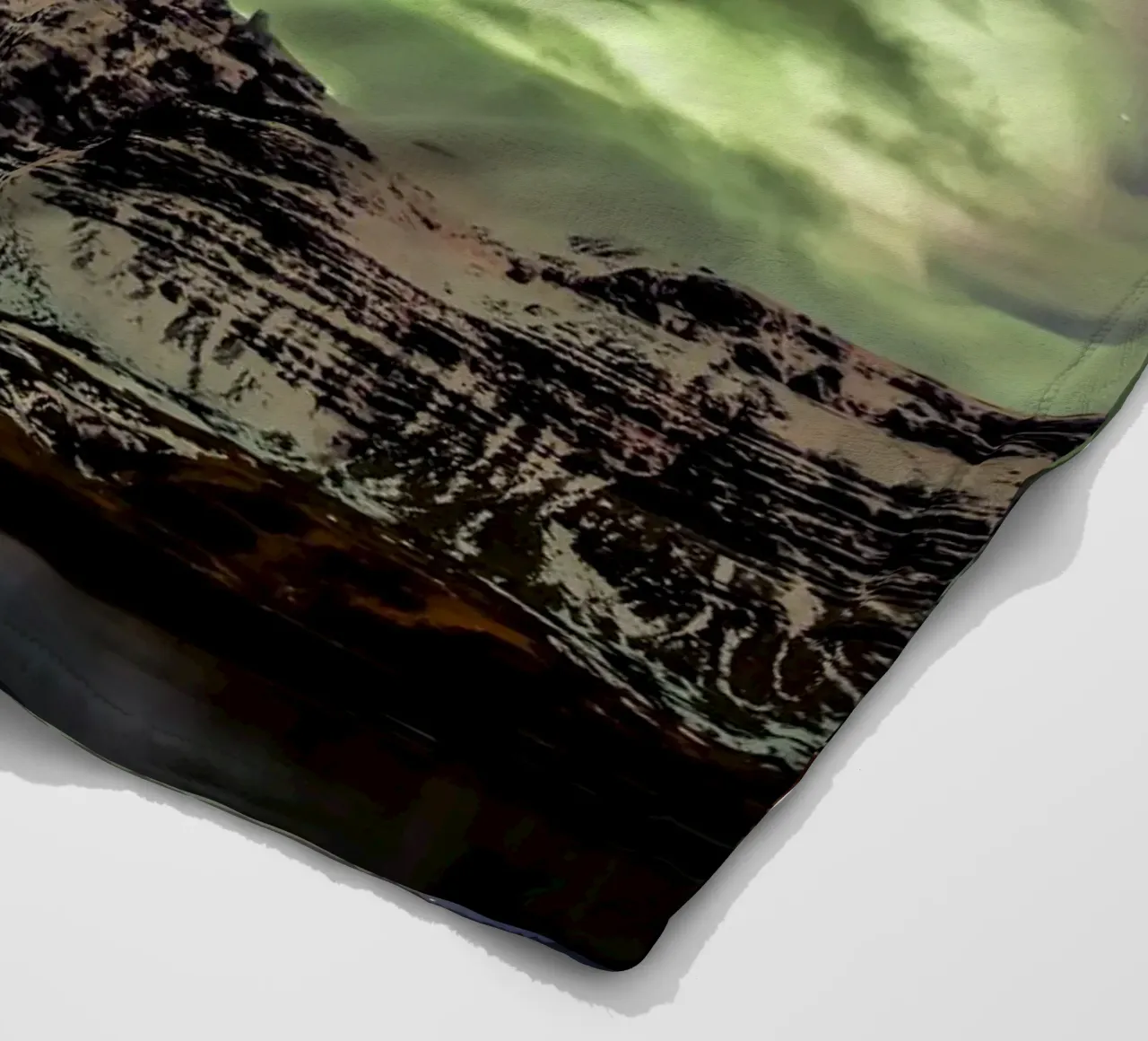 Mountain and green sky fleece blanket by Musadad Shop