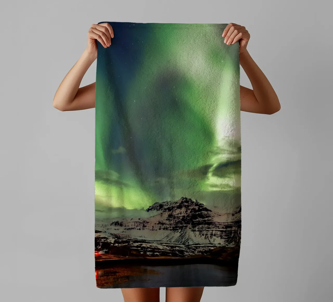Mountain and green sky towel by Musadad Shop