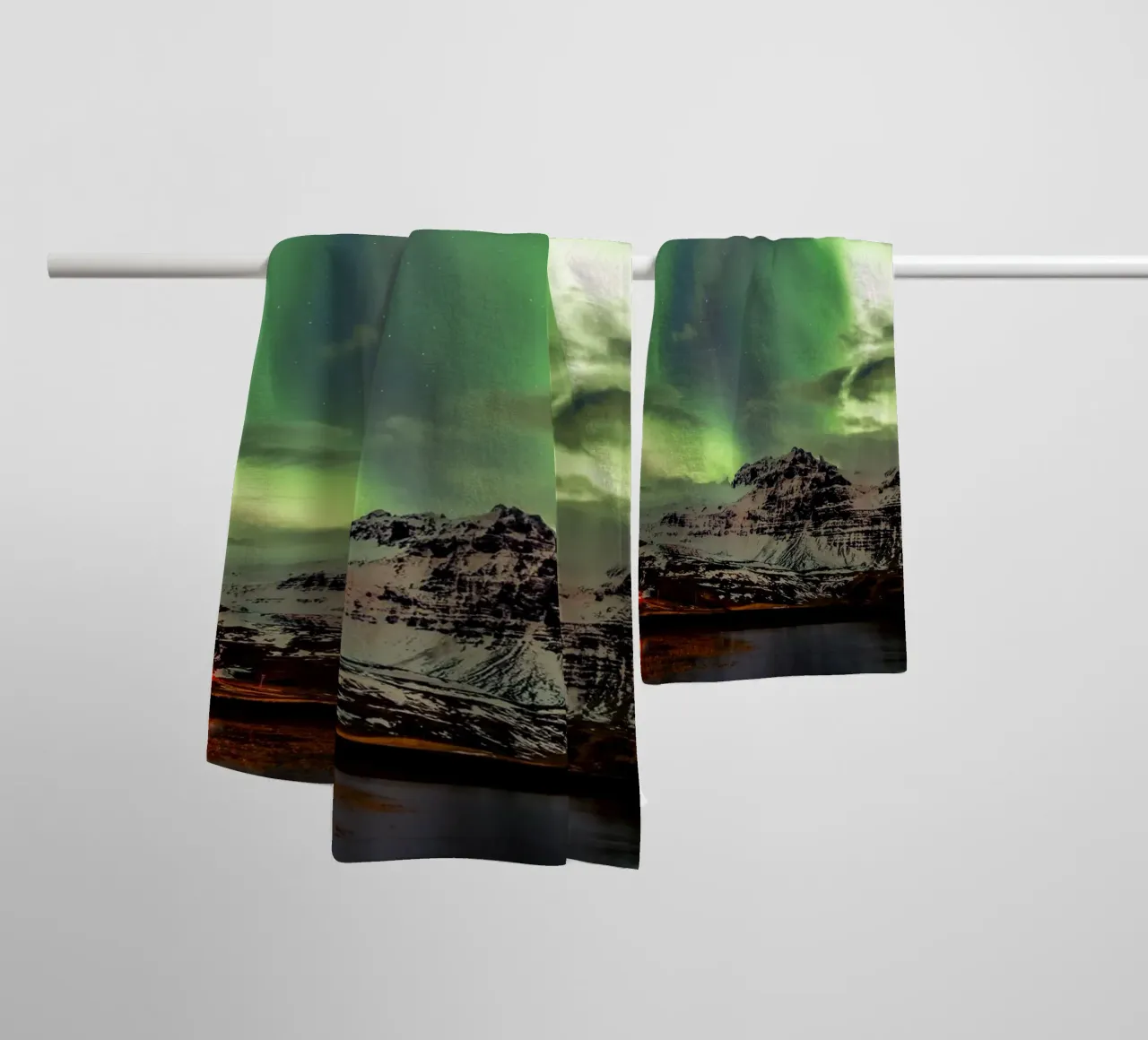 Mountain and green sky towel by Musadad Shop