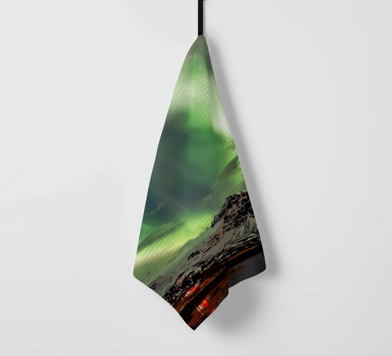 Mountain and green sky tea towel by Musadad Shop