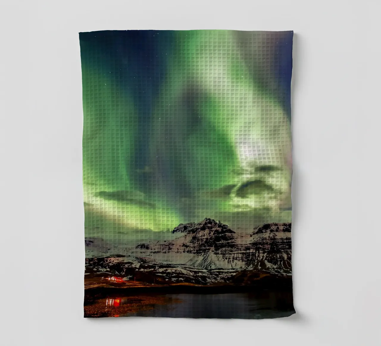 Mountain and green sky tea towel by Musadad Shop