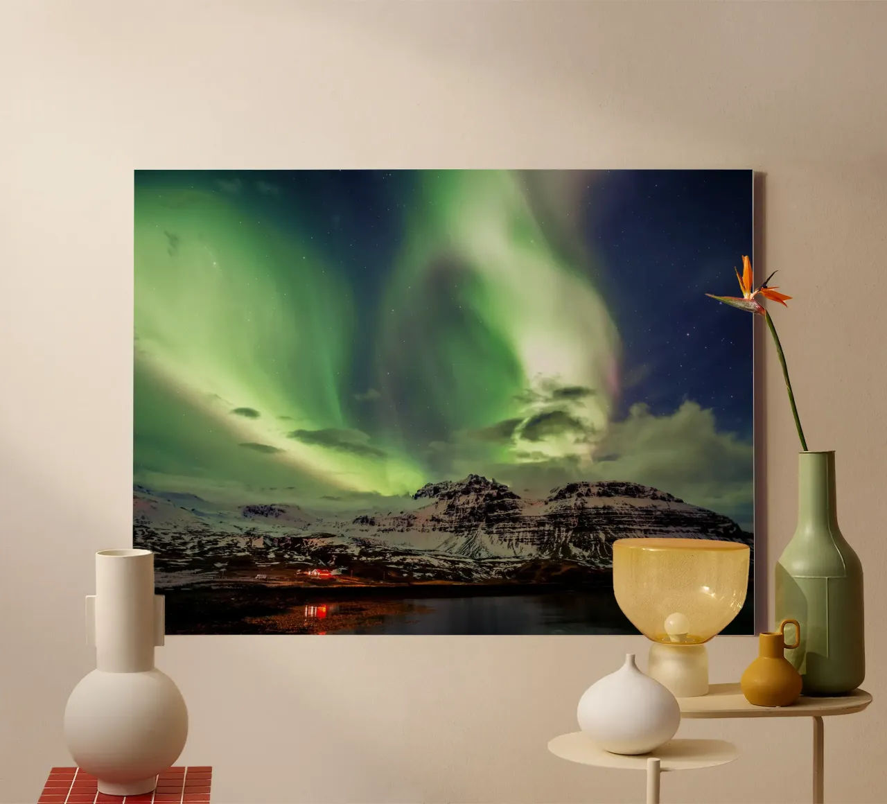 Mountain and green sky canvas by Musadad Shop