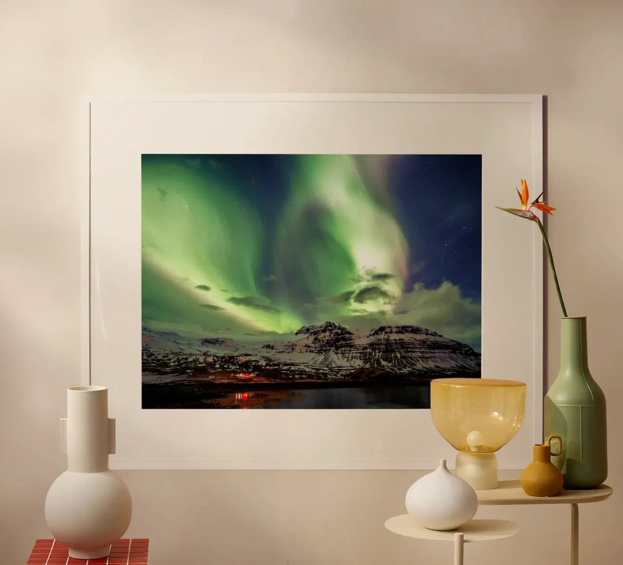 Mountain and green sky poster by Musadad Shop