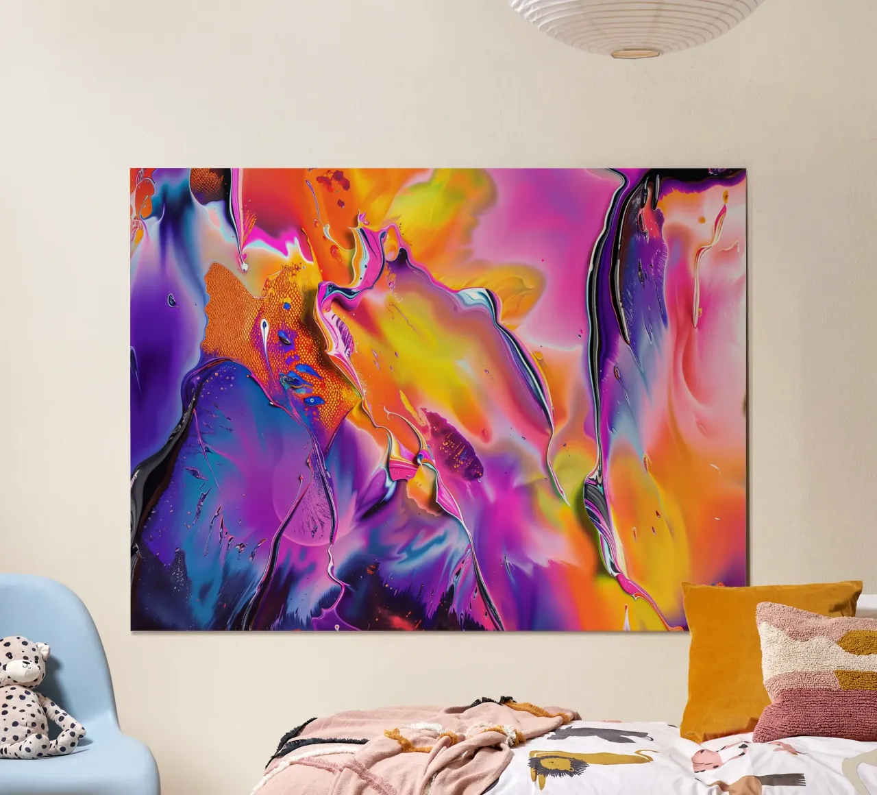 Colorful painting art poster with plastic frame by Musadad Shop