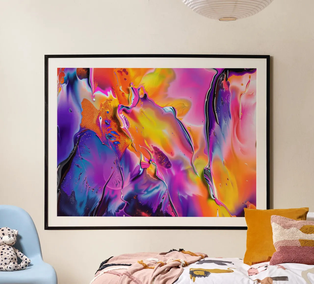 Colorful painting art poster with plastic frame by Musadad Shop