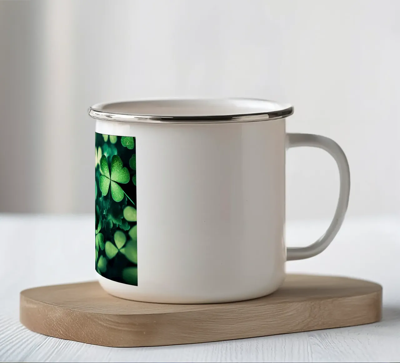 Green leaves nature wallpaper enamel mug by Musadad Shop