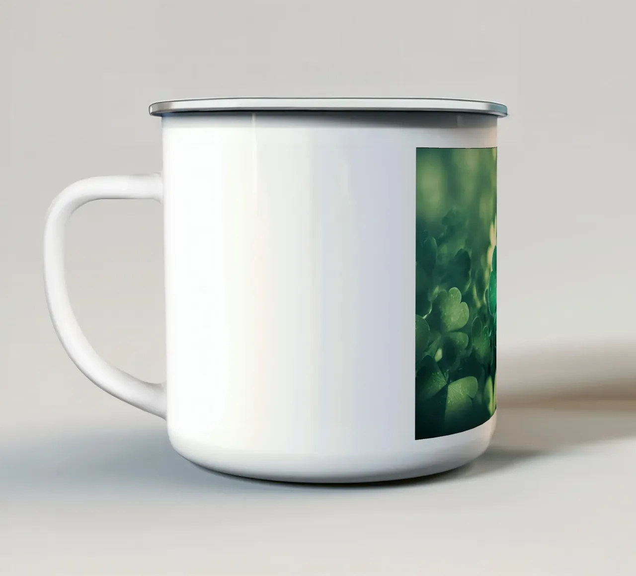 Green leaves nature wallpaper enamel mug by Musadad Shop