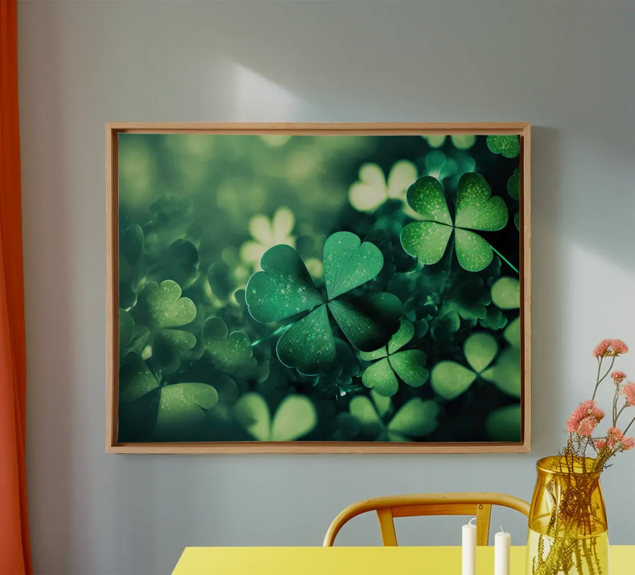 Green leaves nature wallpaper canvas by Musadad Shop