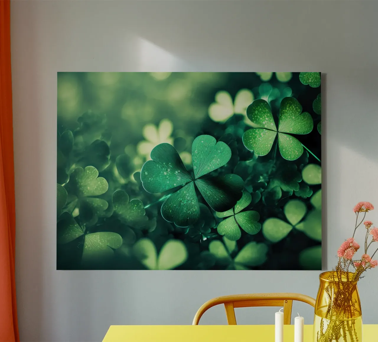 Green leaves nature wallpaper canvas by Musadad Shop
