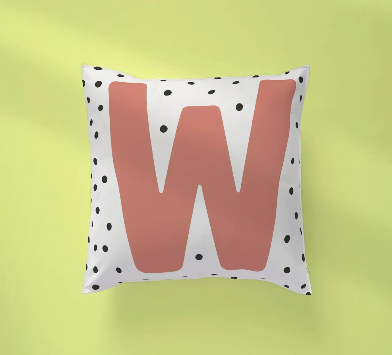 Initial W on dot pattern - Scandinavian style decorative cushion by KidzStudio