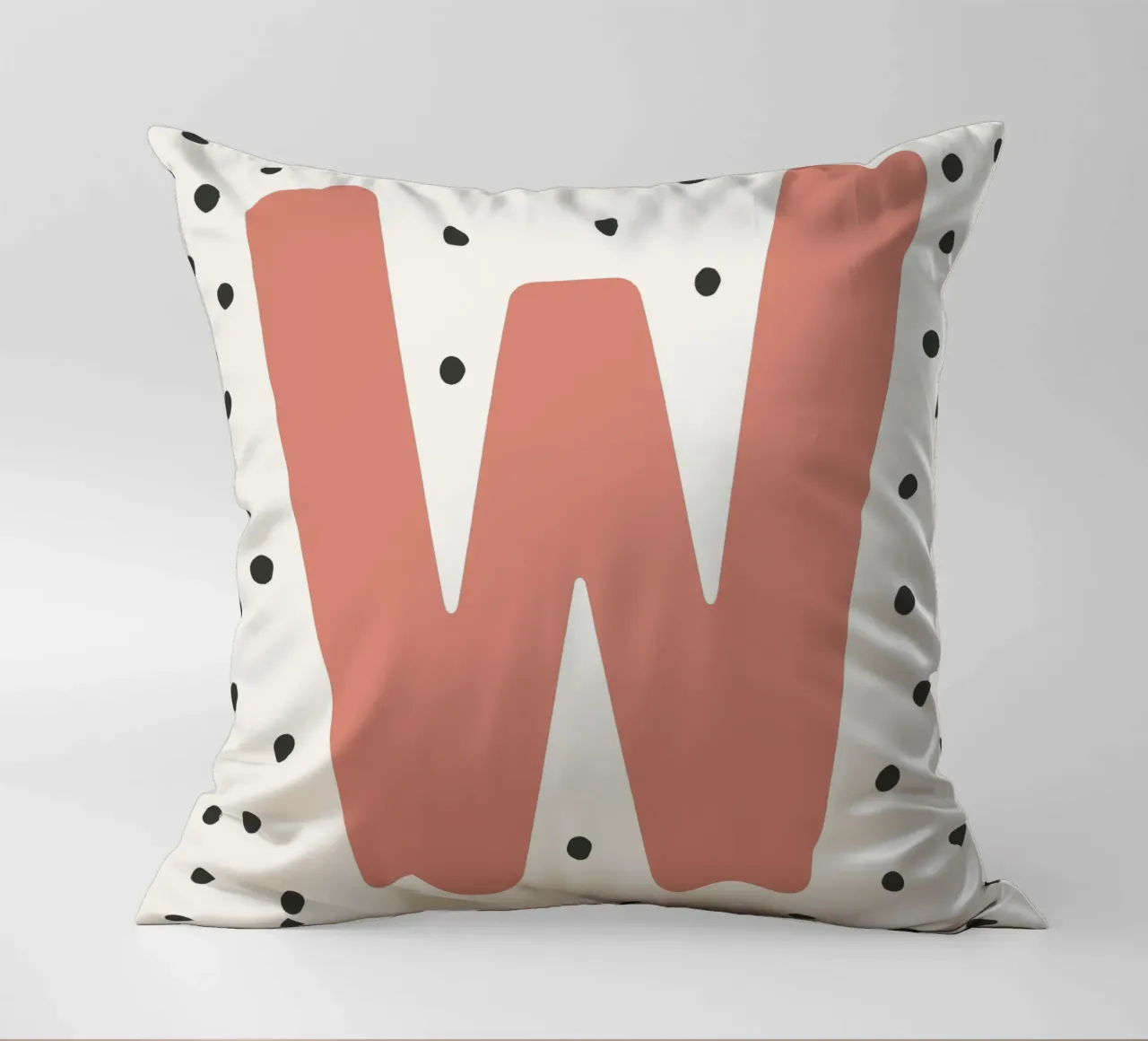 Initial W on dot pattern - Scandinavian style decorative cushion by KidzStudio