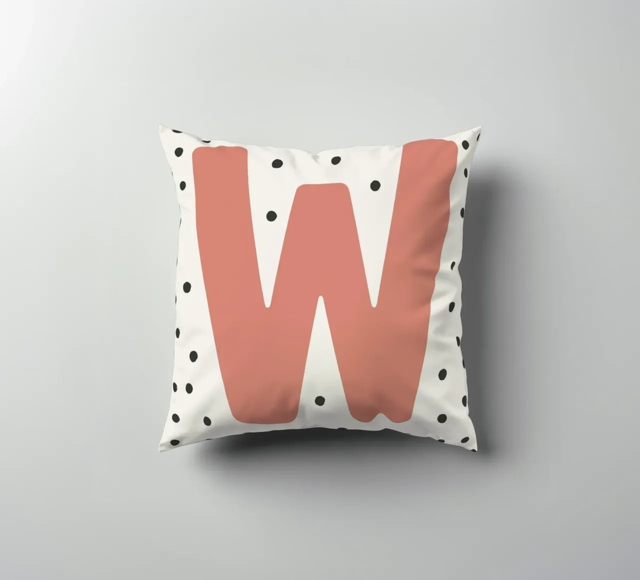 Initial W on dot pattern - Scandinavian style decorative cushion by KidzStudio
