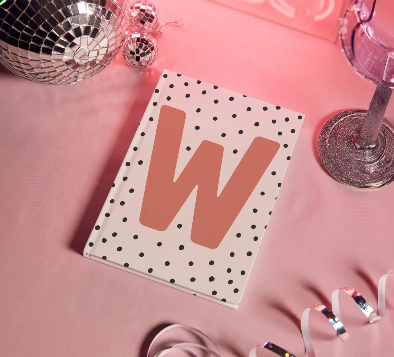 Initial W on dot pattern - Scandinavian style notebook by KidzStudio