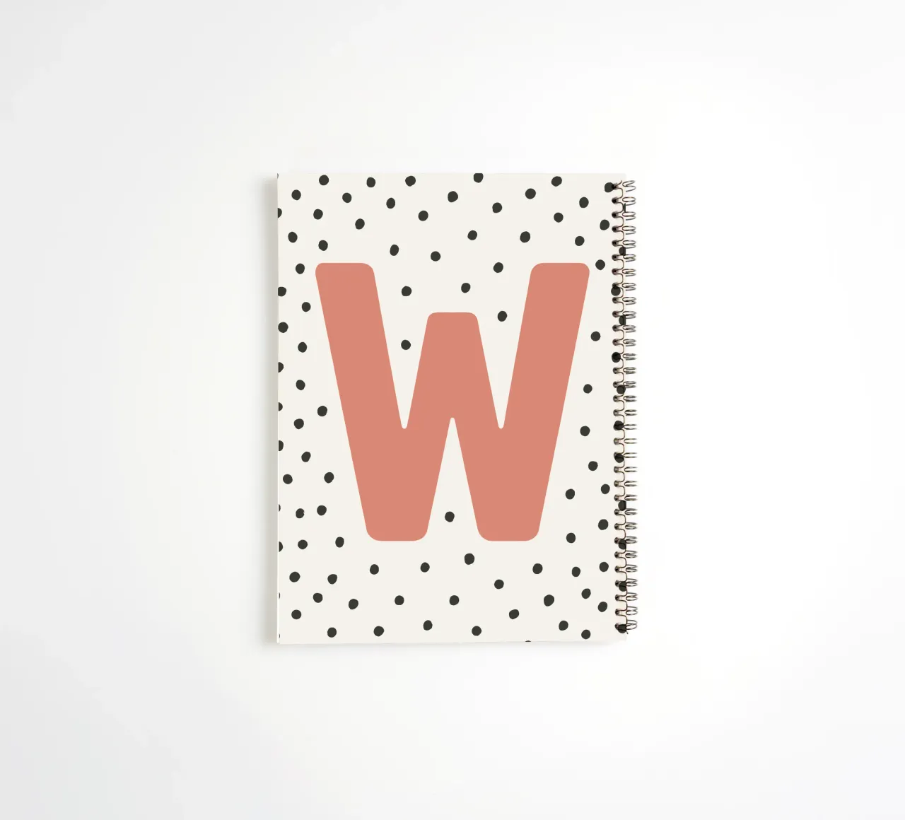 Initial W on dot pattern - Scandinavian style spiral notebook by KidzStudio