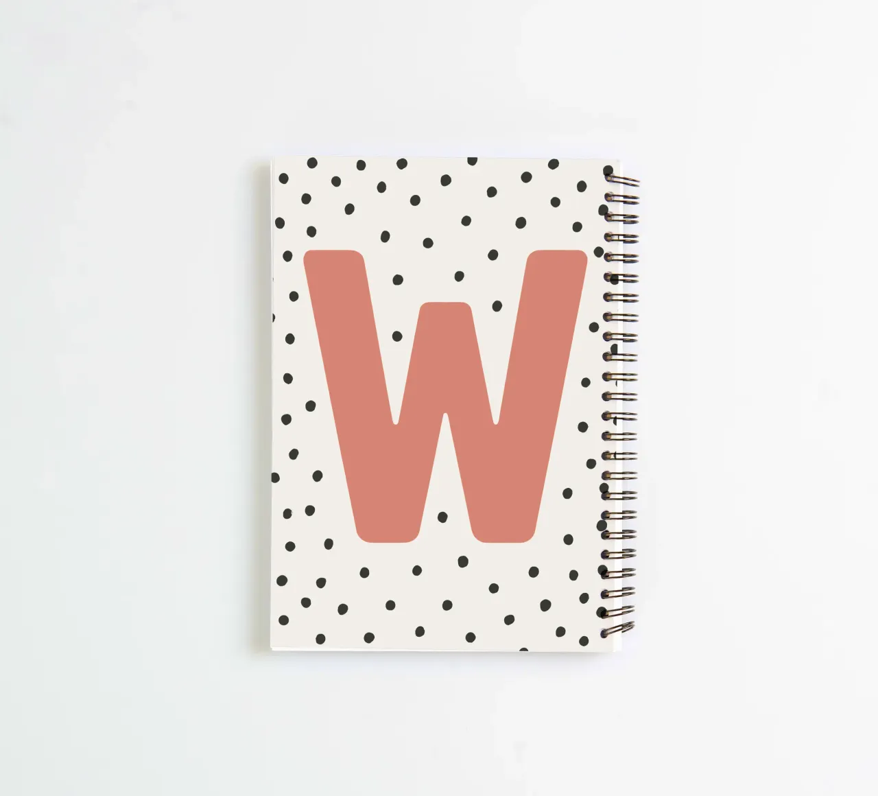 Initial W on dot pattern - Scandinavian style spiral notebook by KidzStudio