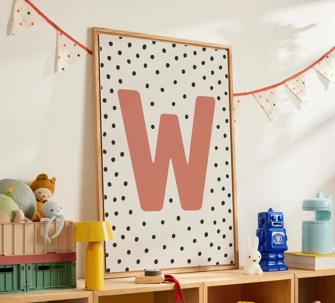 Initial W on dot pattern - Scandinavian style acrylic glass by KidzStudio
