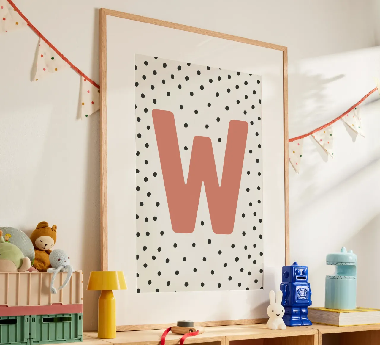 Initial W on dot pattern - Scandinavian style hahnemühle by KidzStudio