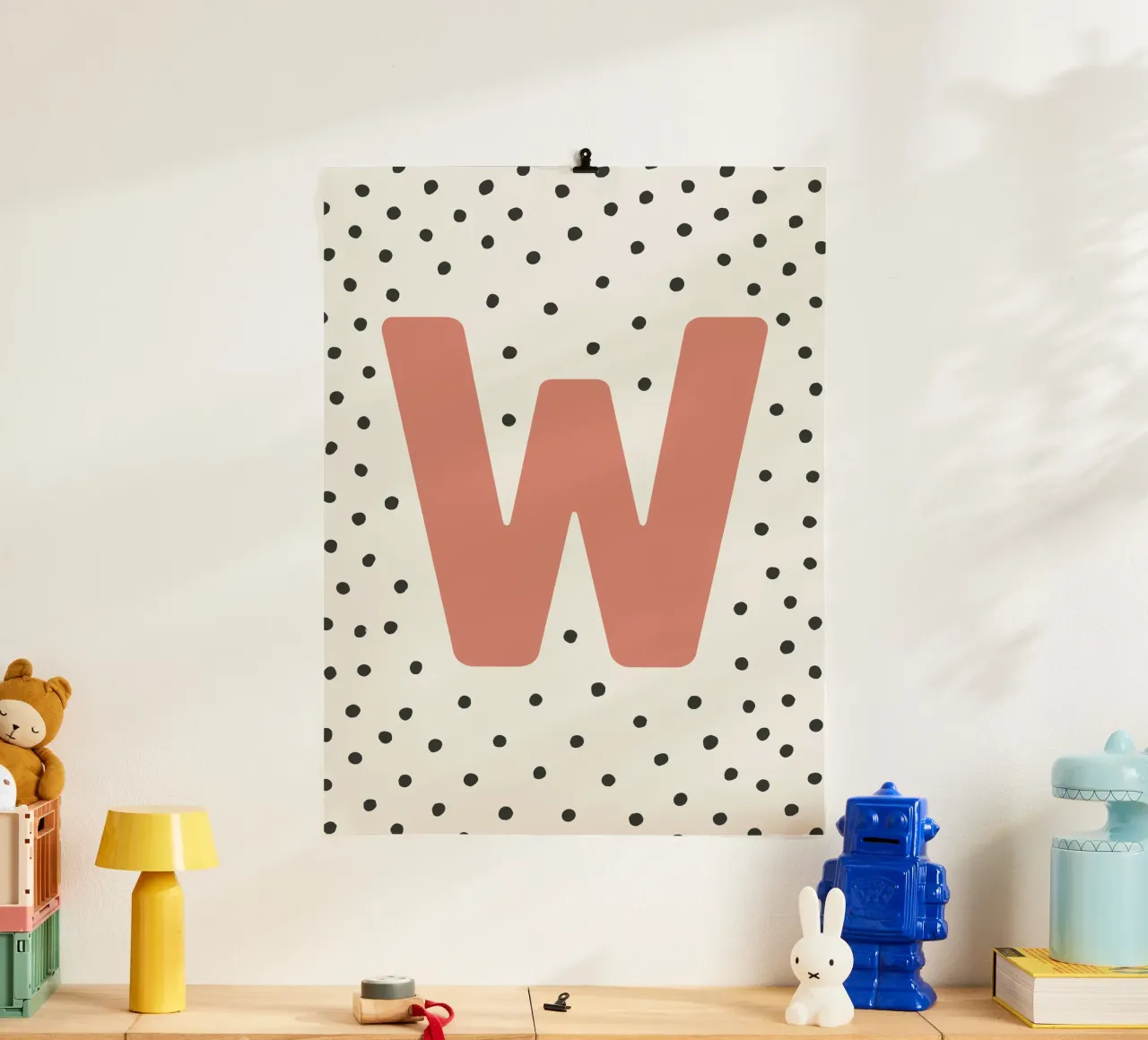 Initial W on dot pattern - Scandinavian style hahnemühle by KidzStudio