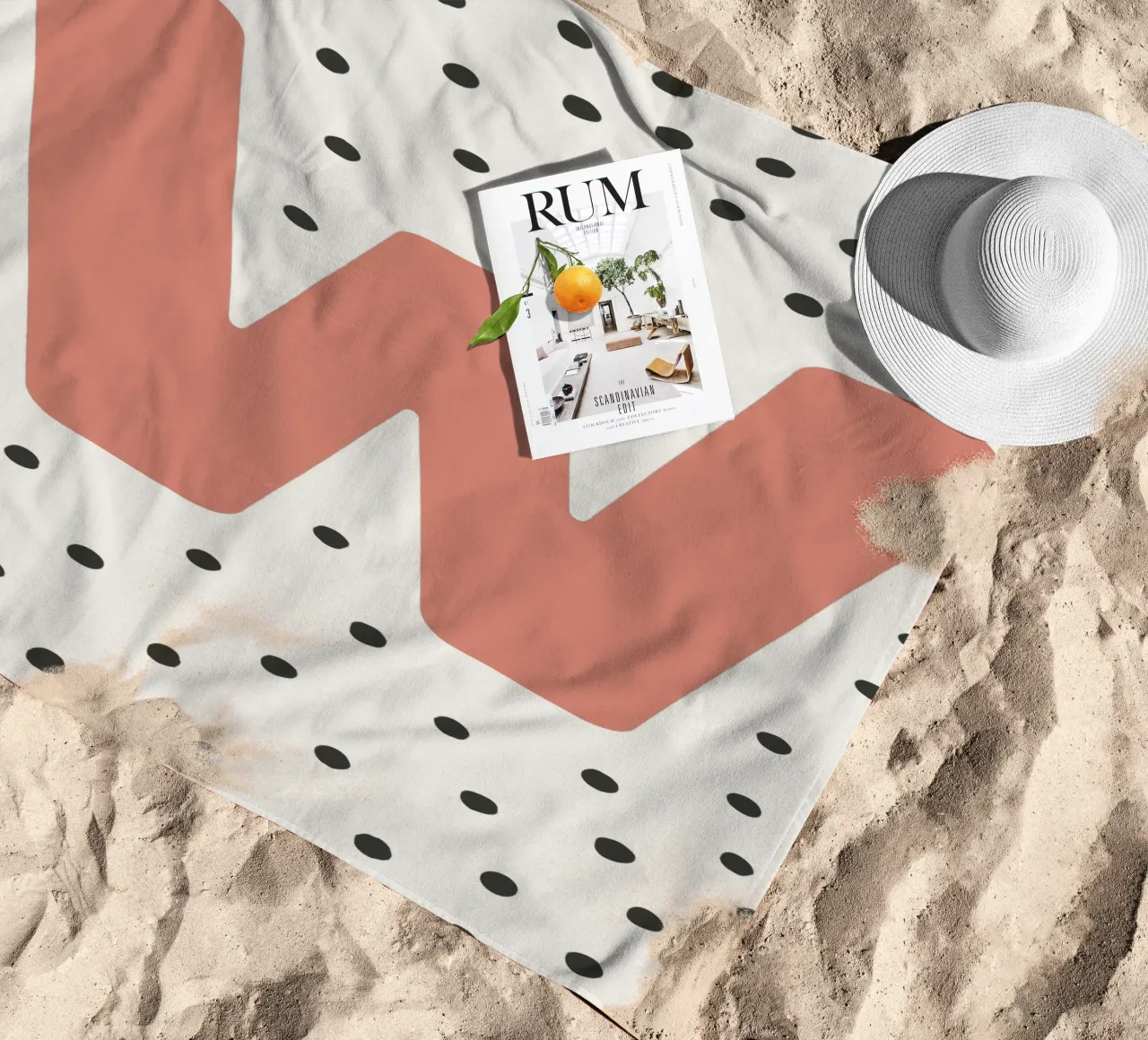 Initial W on dot pattern - Scandinavian style beach towel by KidzStudio