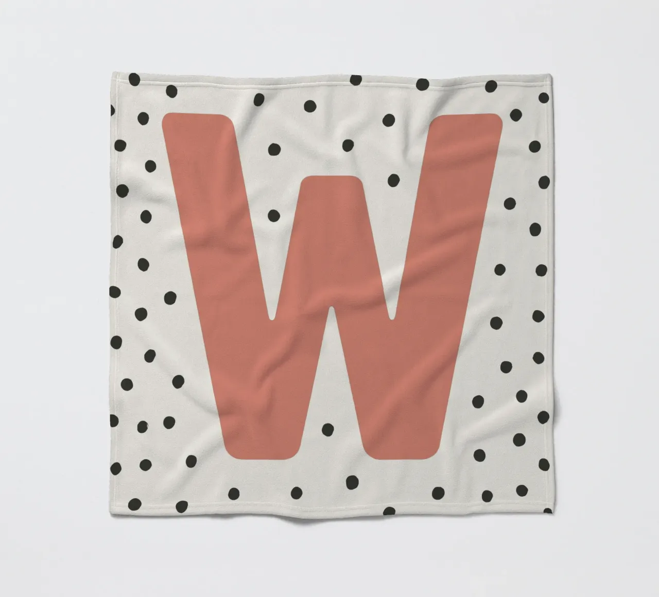 Initial W on dot pattern - Scandinavian style fleece blanket by KidzStudio