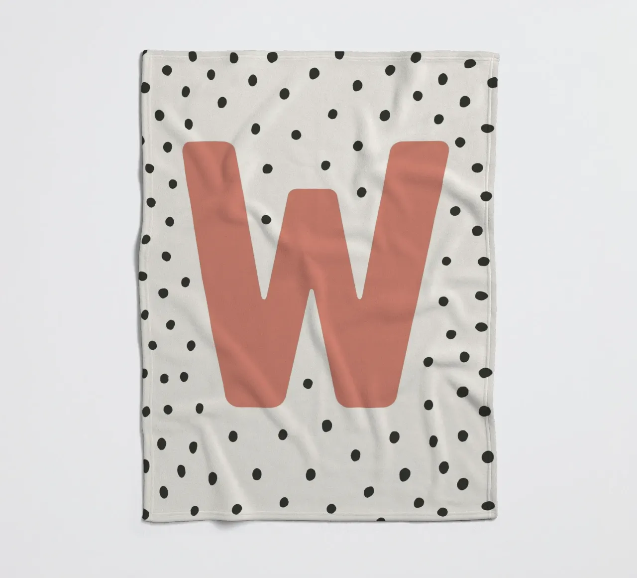 Initial W on dot pattern - Scandinavian style fleece blanket by KidzStudio