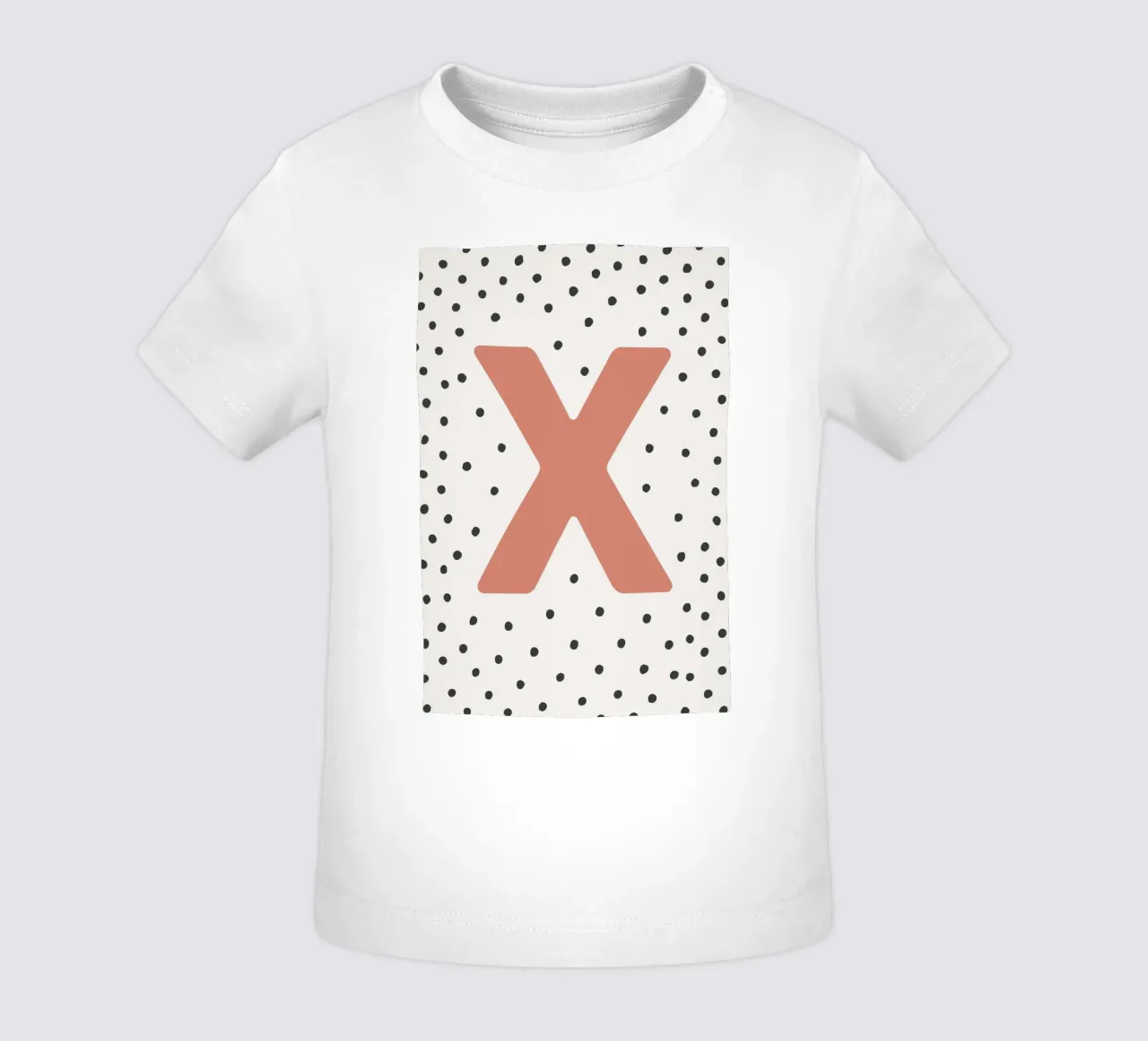 Initial X on dot pattern - Scandinavian style baby t-shirt by KidzStudio