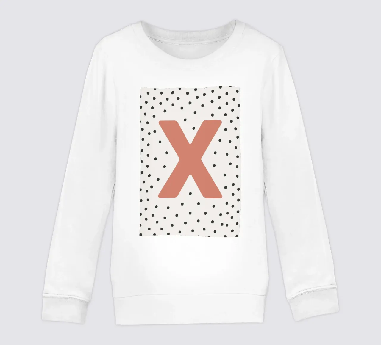 Initial X on dot pattern - Scandinavian style kids sweatshirt by KidzStudio